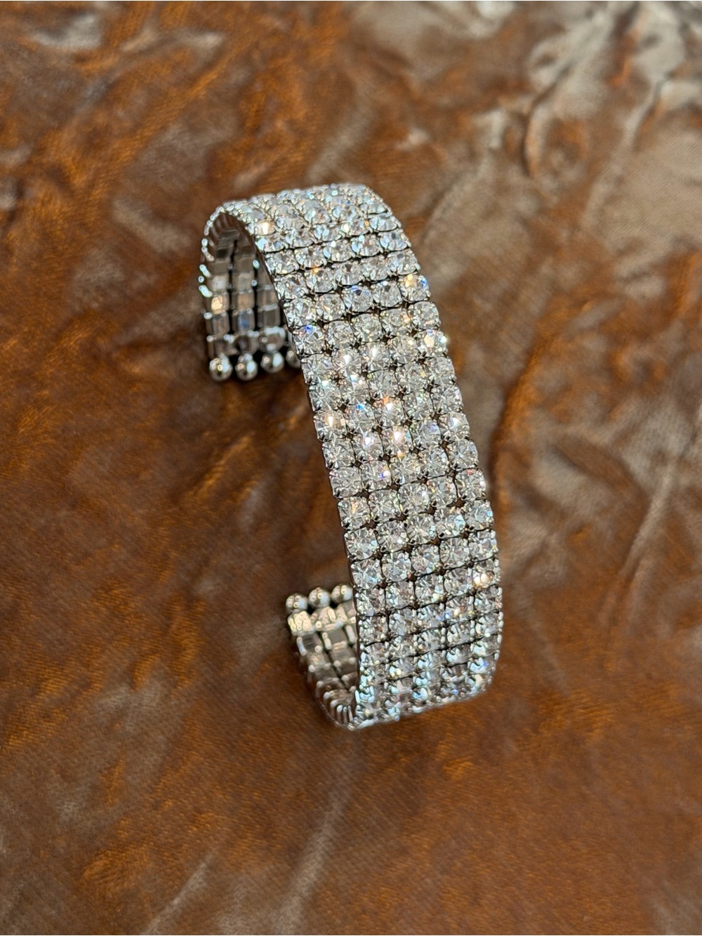 Radiant Crystal Wide Cuff Bracelet - Silver-Tone 784